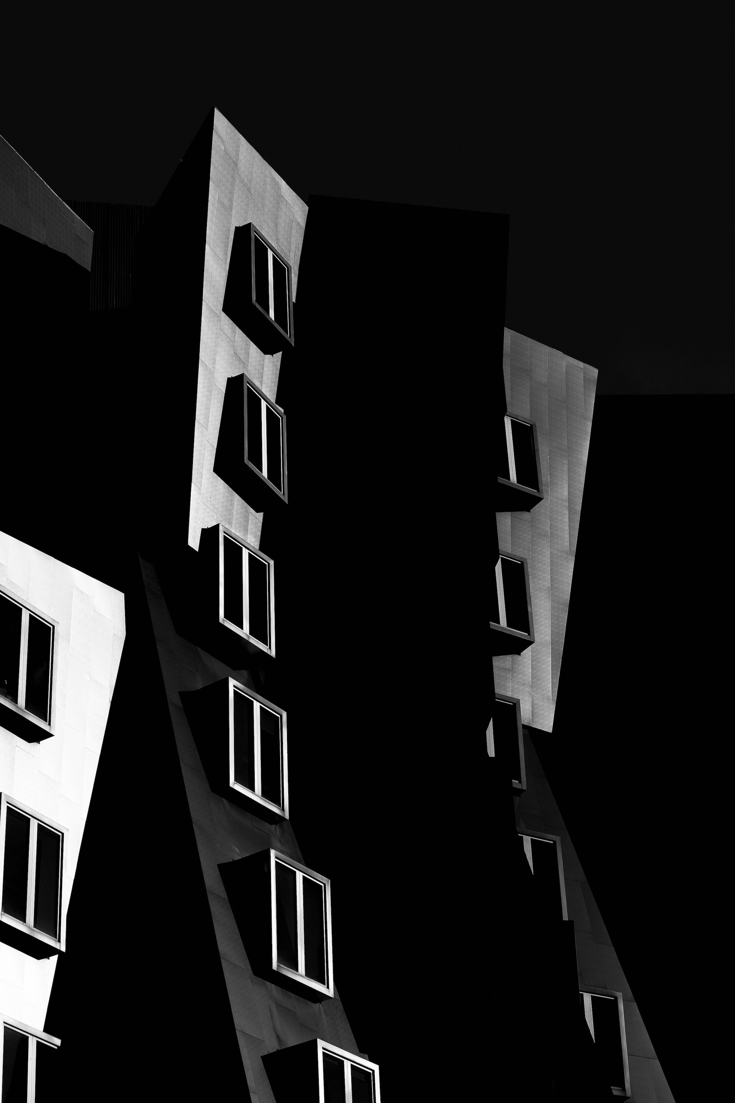 black and white building, MIT, angular modern buildings, 2K Phone Wallpaper
