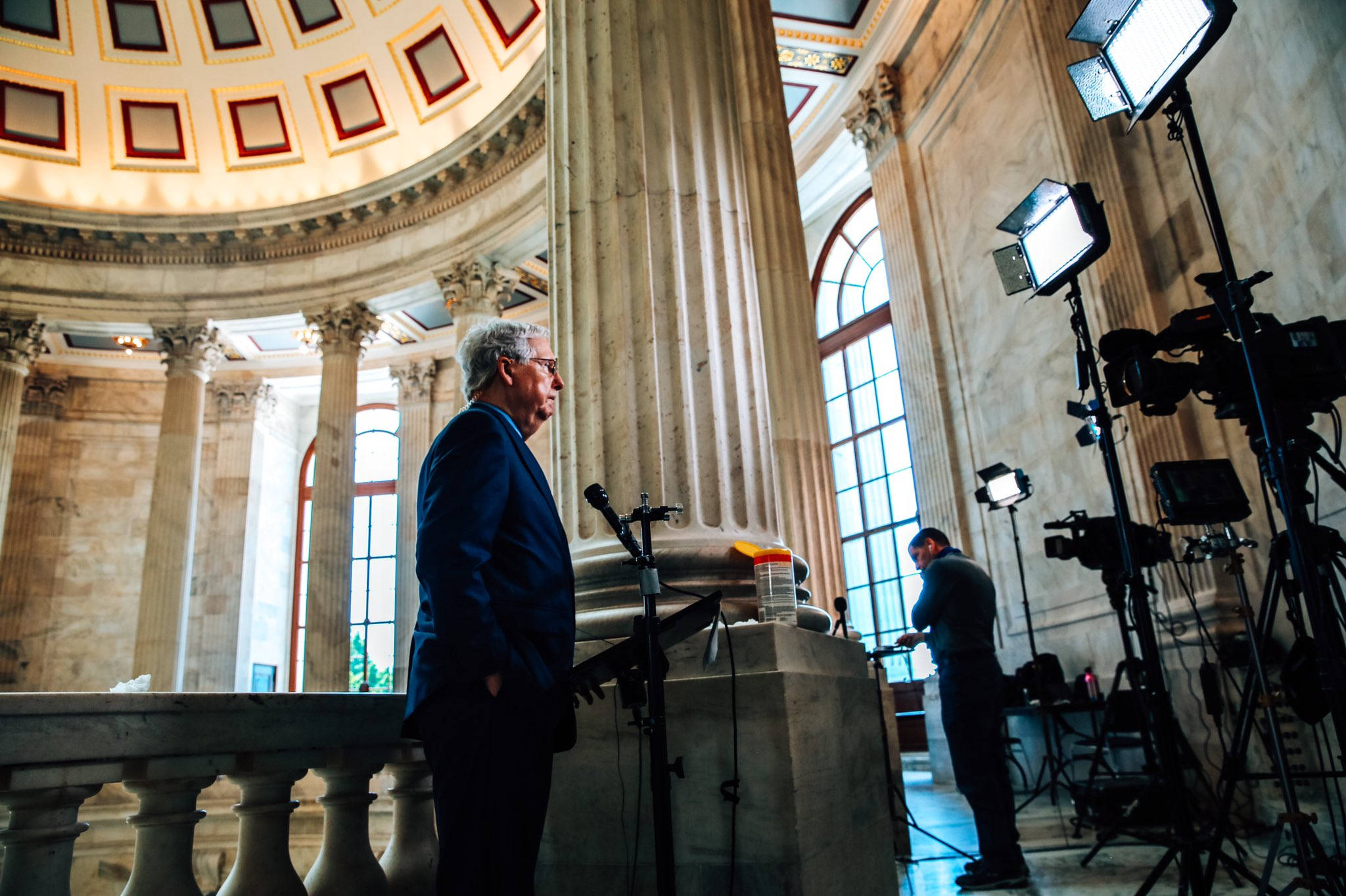 Mitch McConnell, suit, podium, Full HD Desktop Wallpaper