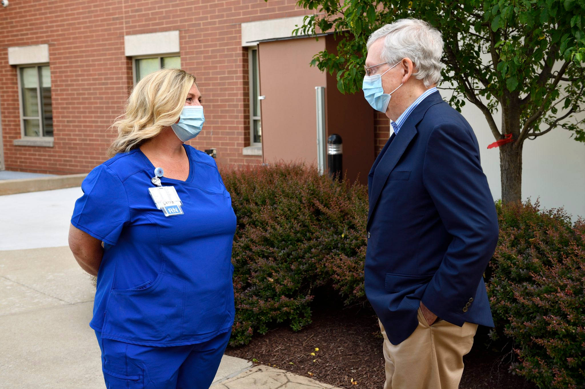 Mitch McConnell, nurse, blue scrubs, Full HD Desktop Wallpaper