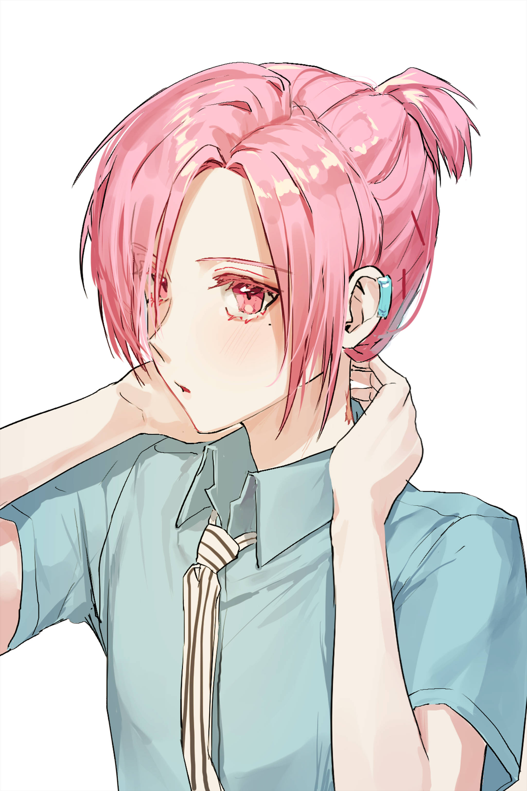 Mitsuba Sousuke, pink-haired, red eyes, 2K Phone Wallpaper