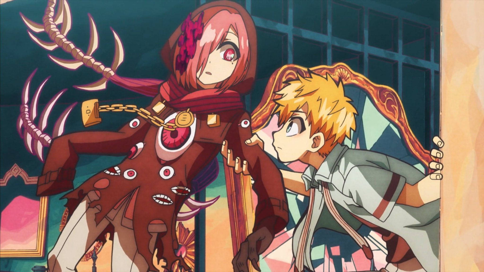 Mitsuba Sousuke, pink hair, mechanical eyes, Full HD Desktop Wallpaper