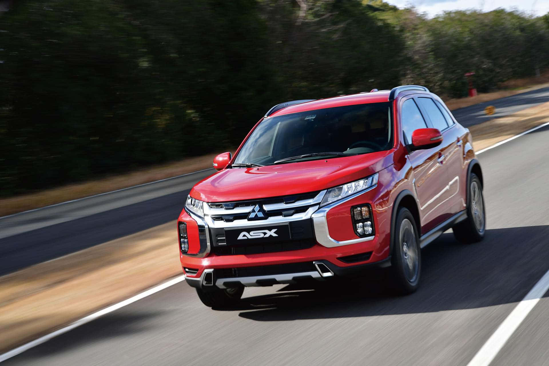 Mitsubishi ASX, vibrant red, sunlit road, Full HD Desktop Wallpaper