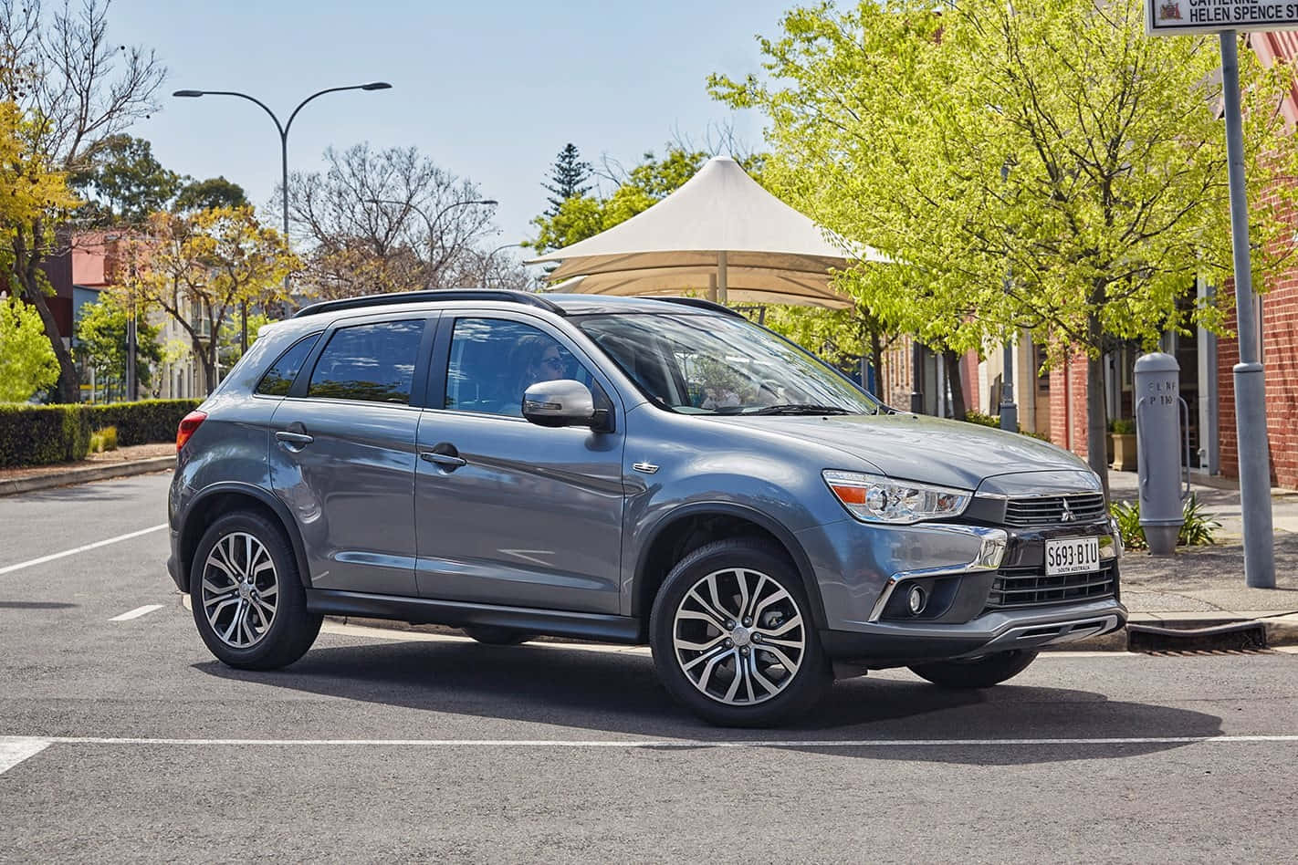 Mitsubishi ASX, sleek silver SUV, sunny street, HD Desktop Wallpaper