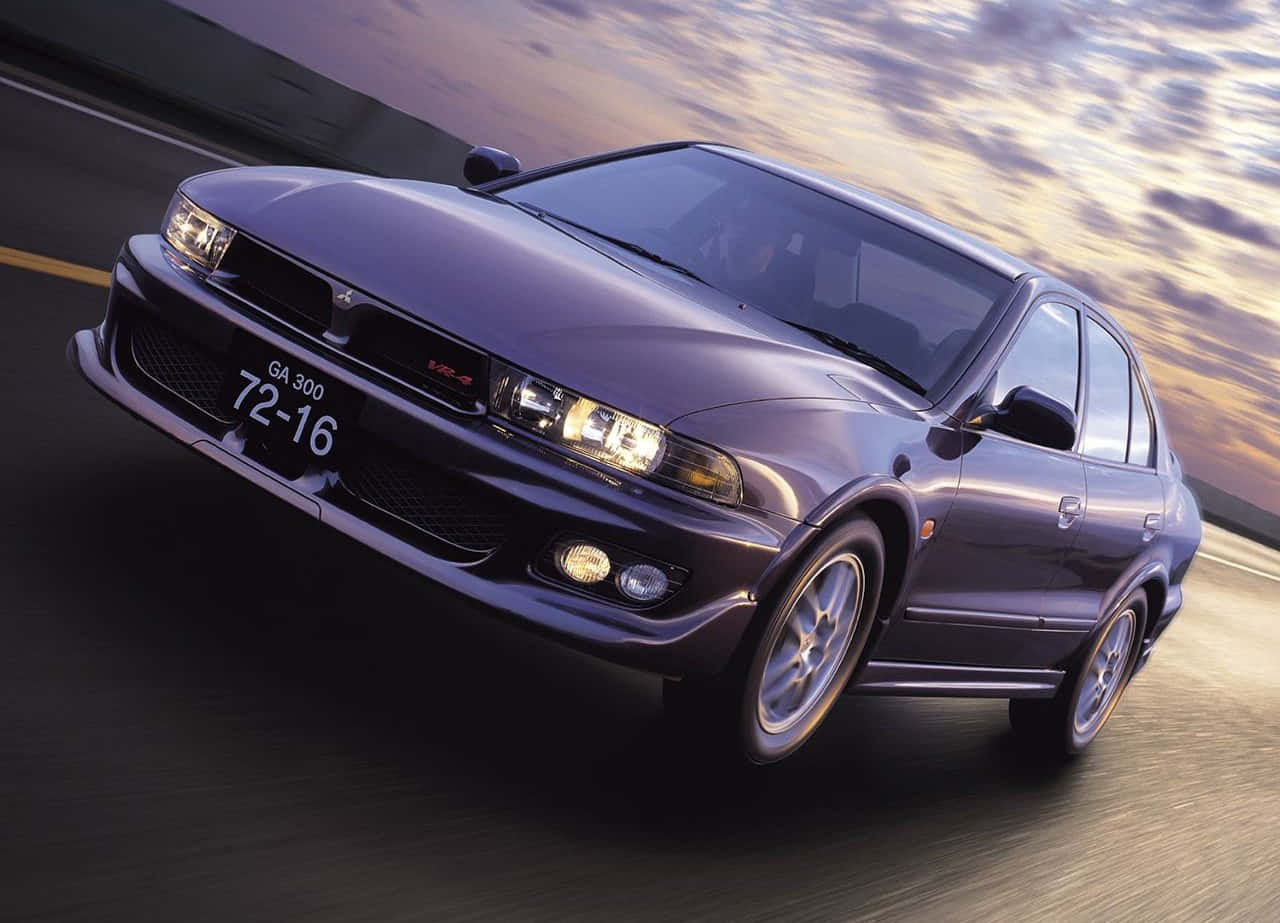 Mitsubishi Galant, purple, sunset, HD Desktop Wallpaper