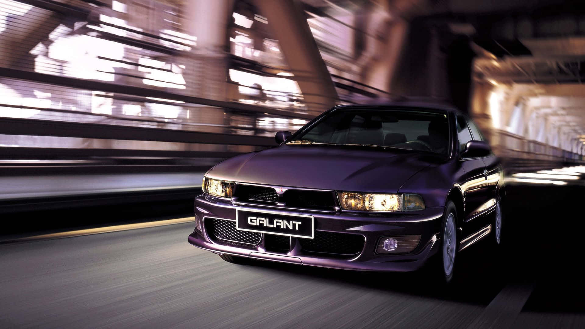 Mitsubishi Galant, purple, tunnel, Full HD Desktop Wallpaper