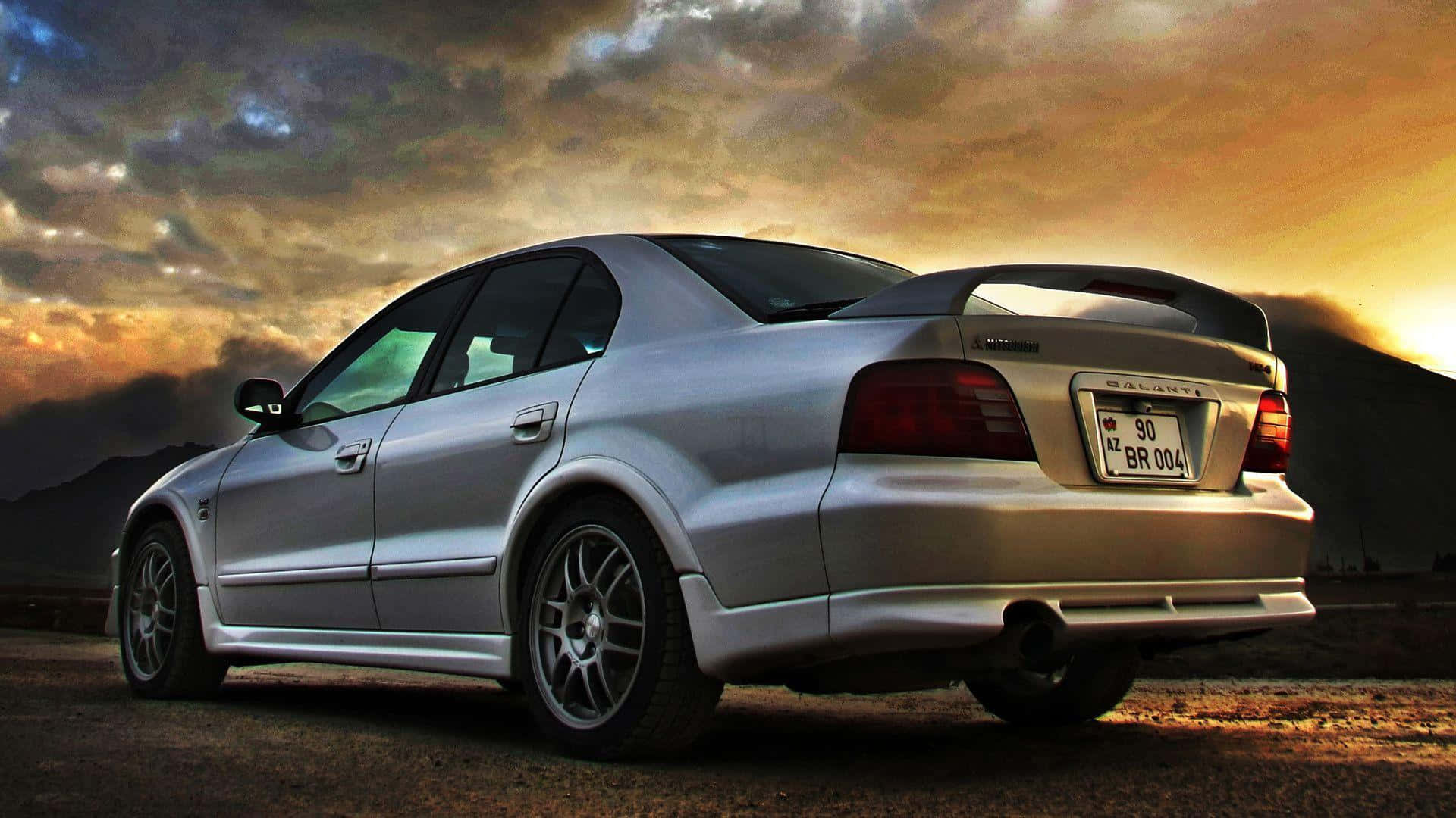 Mitsubishi Galant, silver, rear spoiler, Full HD Desktop Wallpaper