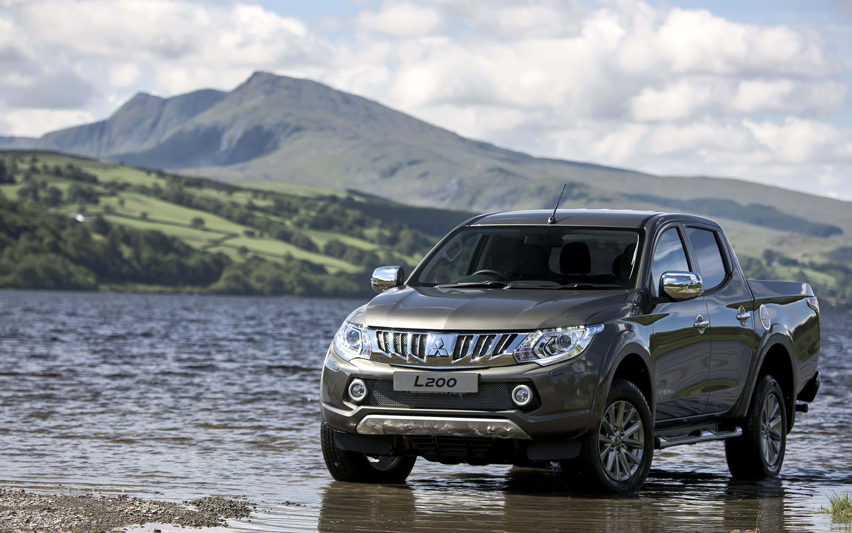 Mitsubishi L200, metallic gray, pickup truck, 2K Desktop Wallpaper