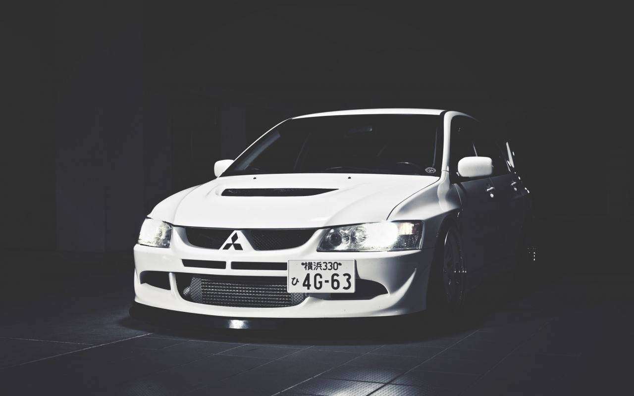 Mitsubishi Lancer Evolution, white, lowrider, HD Desktop Wallpaper