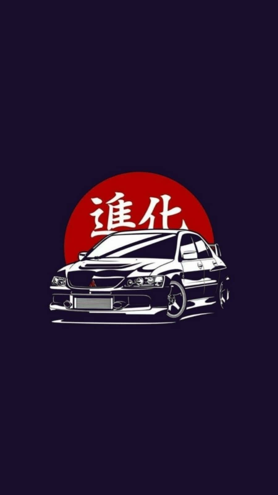 Mitsubishi Lancer Evolution, black, red sun, HD Phone Wallpaper