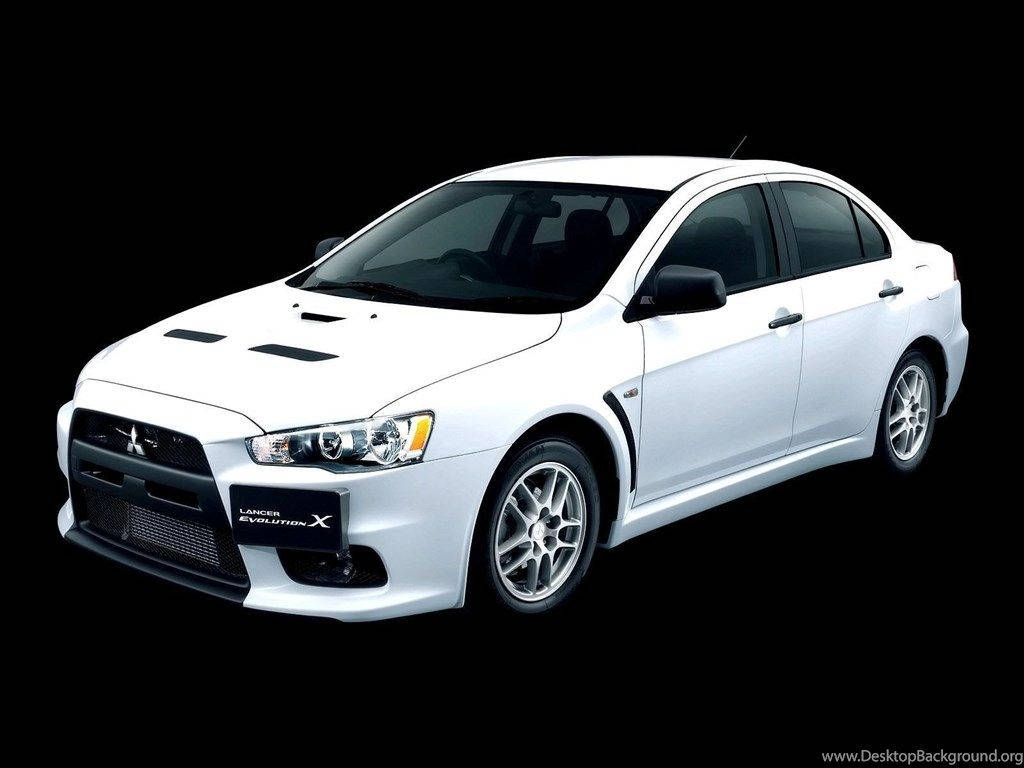 Mitsubishi Lancer Evolution X, white, aggressive aerodynamic design, SD Desktop Wallpaper