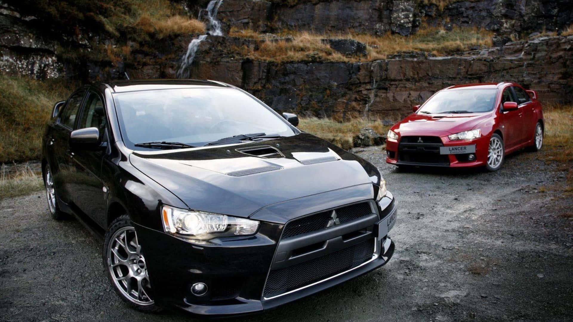 Mitsubishi Lancer Evolution, black, red, Full HD Desktop Wallpaper