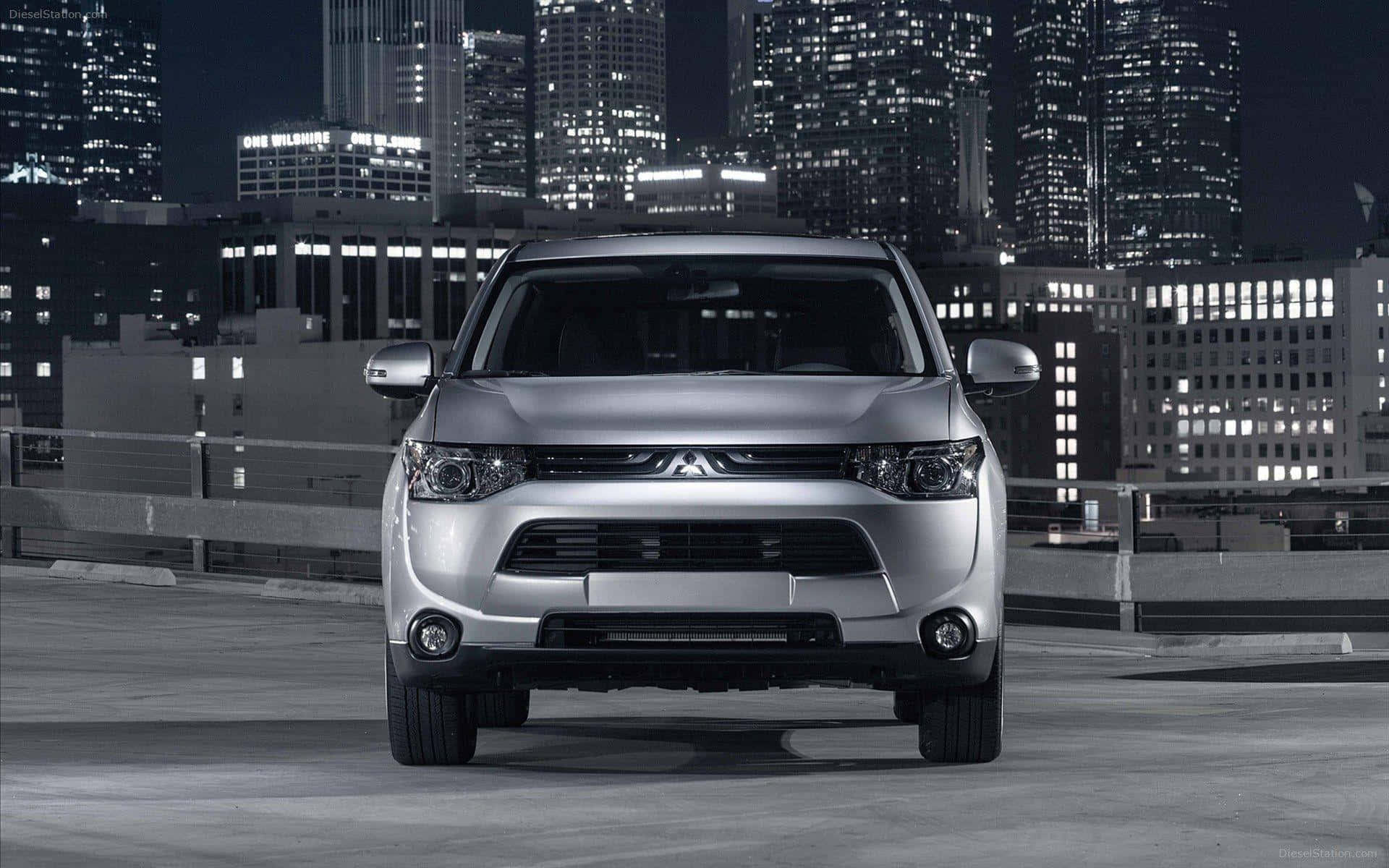 Mitsubishi Outlander, silver, rooftop parking lot, Full HD Desktop Wallpaper