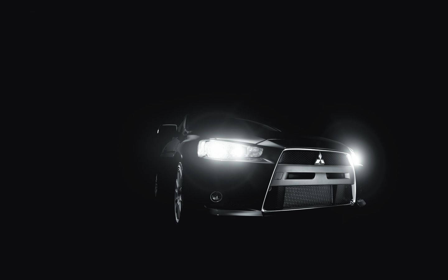 Mitsubishi, black, headlights, HD Desktop Wallpaper