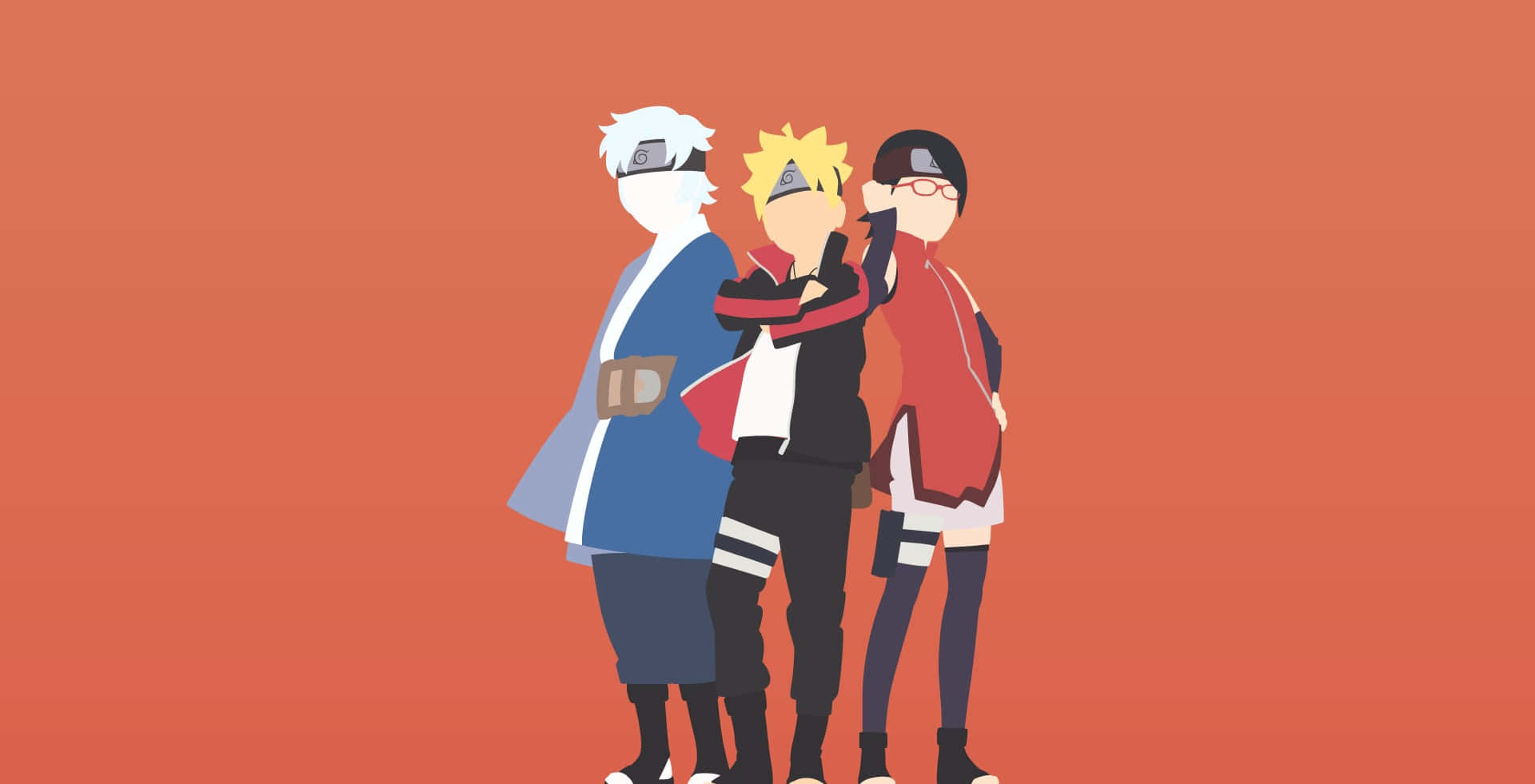 Mitsuki, anime characters, solid orange background, Full HD Desktop Wallpaper