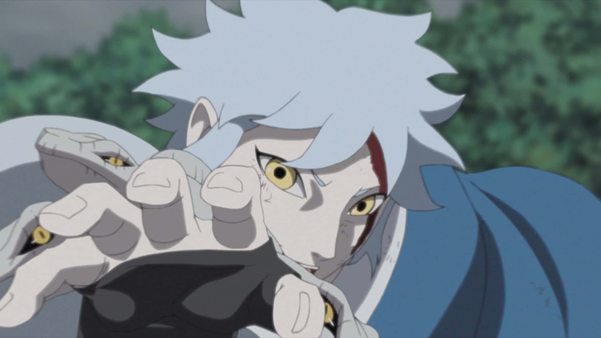 Mitsuki, spiky white hair, yellow eyes, Full HD Desktop Wallpaper