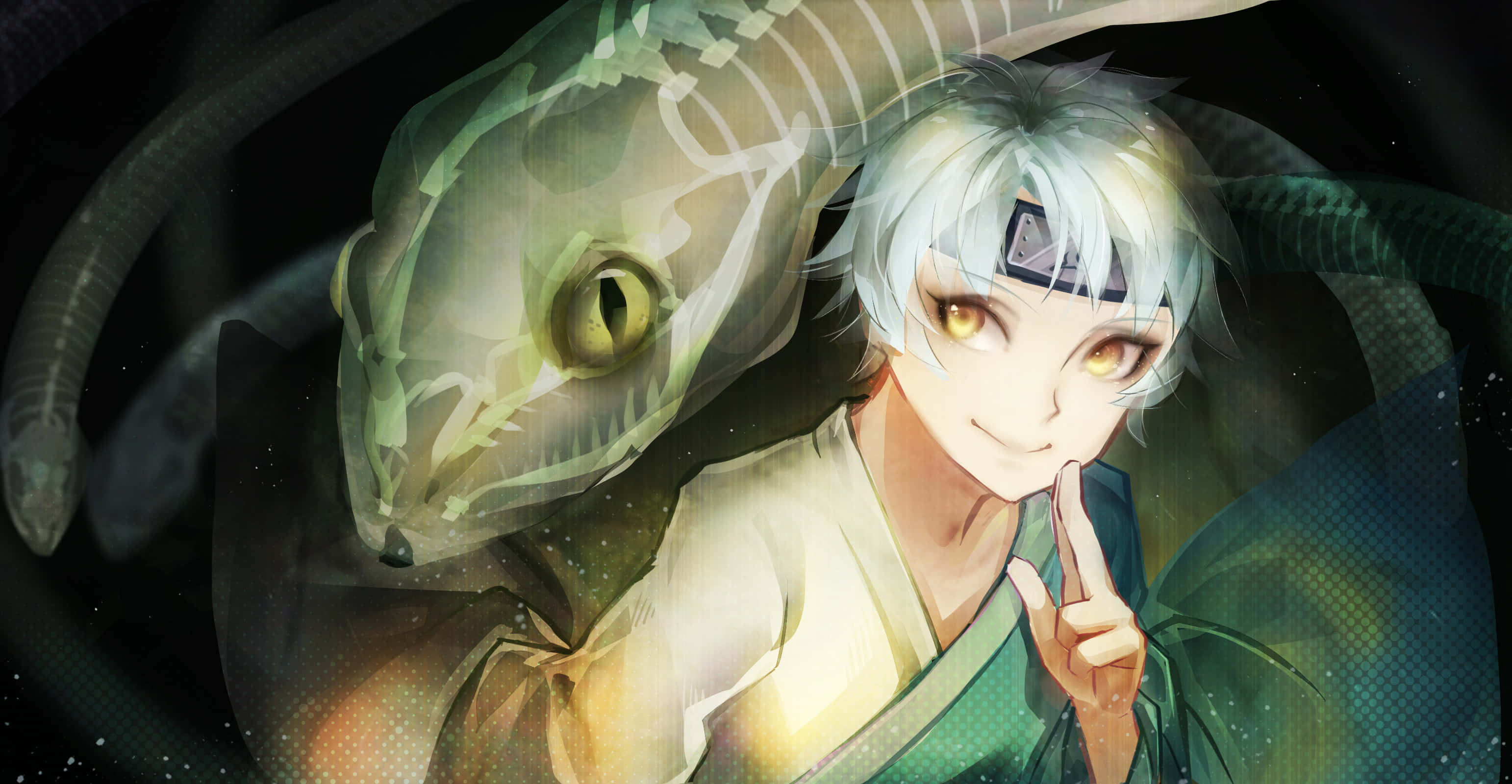 Mitsuki, silver-haired anime girl, glowing eyes, 2K Desktop Wallpaper