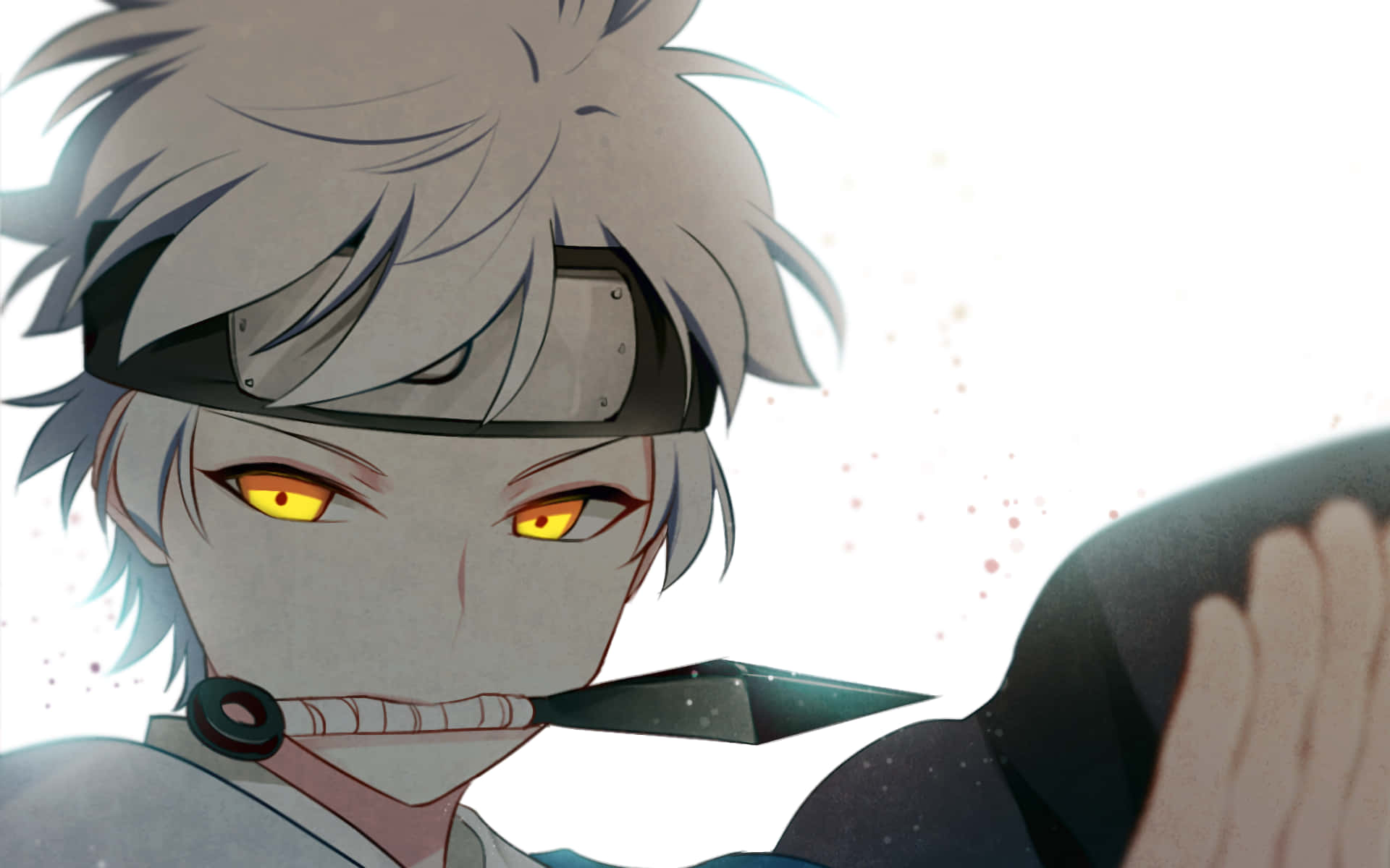 Mitsuki, silver hair, glowing yellow eyes, Full HD Desktop Wallpaper