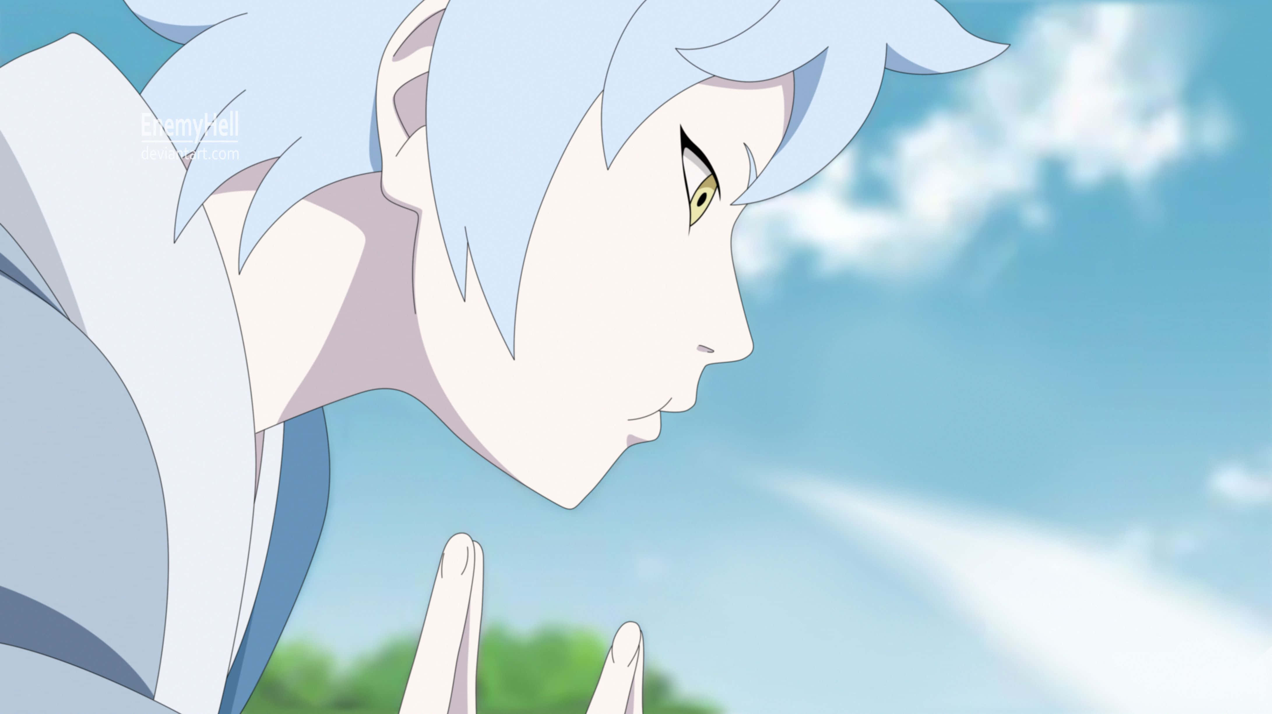 Mitsuki, light blue hair, yellow eyes, 4K Desktop Wallpaper