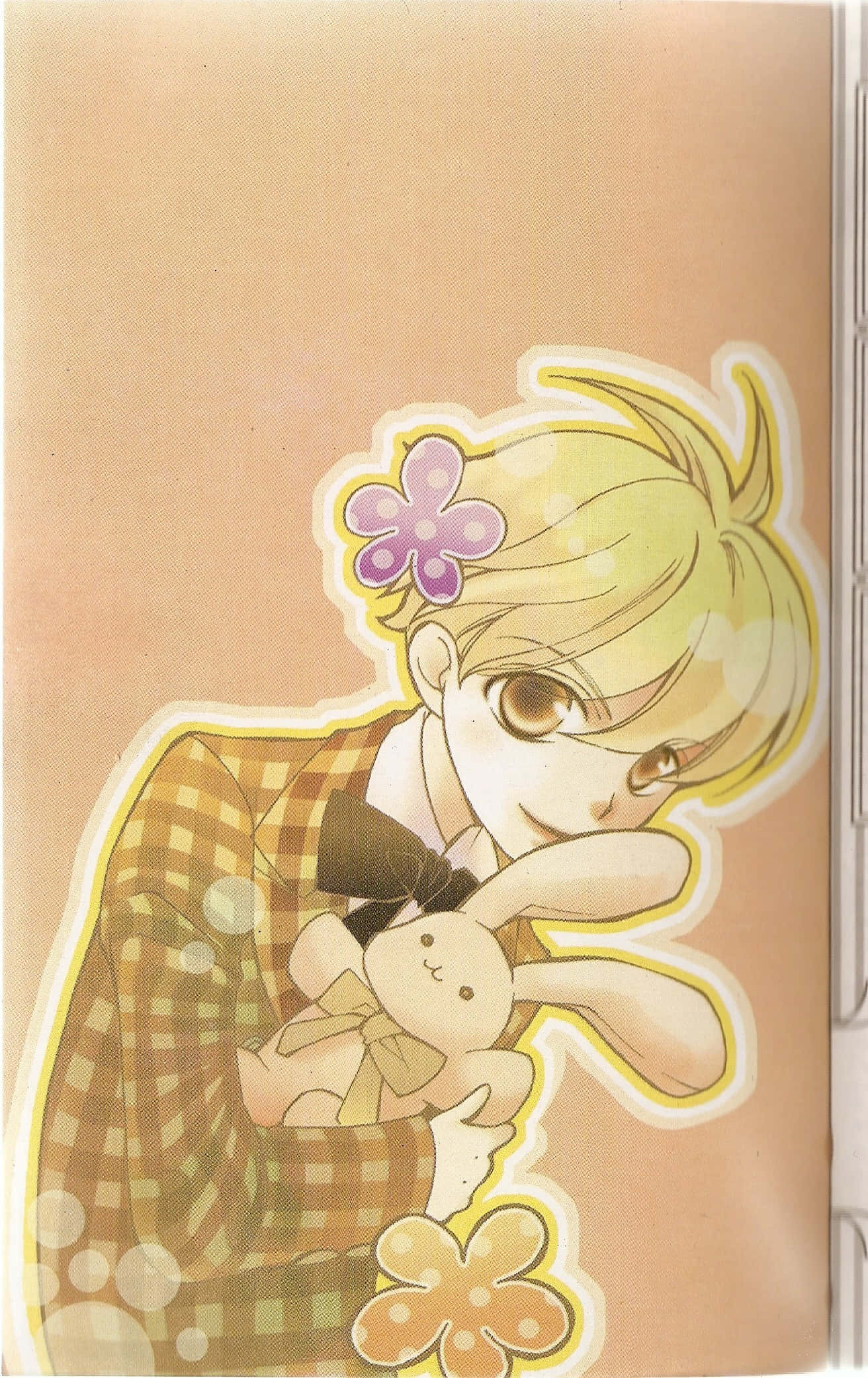 Mitsukuni Haninozuka, blonde hair, purple flower hairpin, Full HD Phone Wallpaper