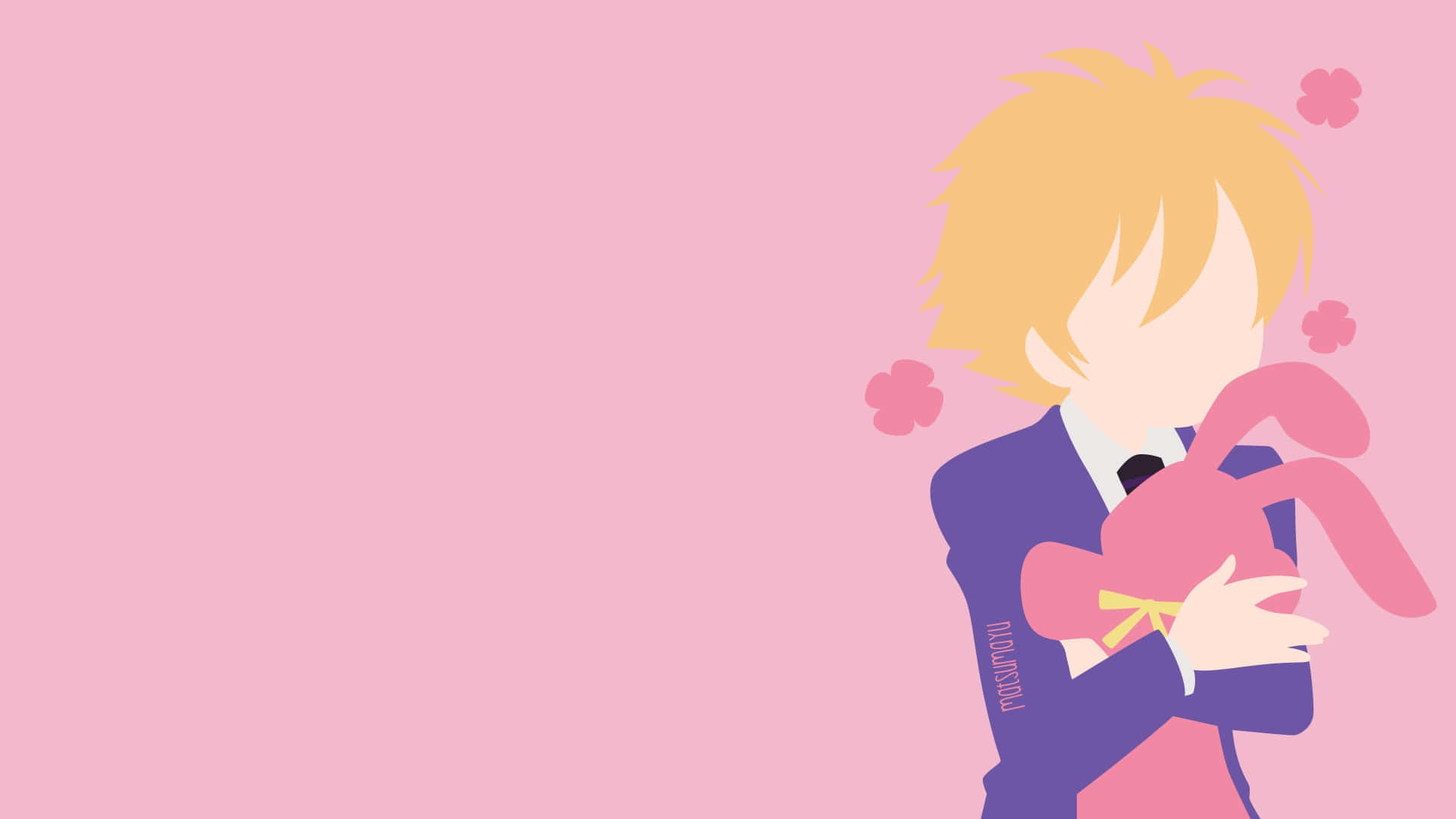 Mitsukuni Haninozuka, blonde hair, pink bunny plush, Full HD Desktop Wallpaper