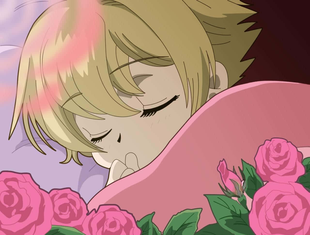 Mitsukuni Haninozuka, pink roses, pastel lighting, HD Desktop Wallpaper