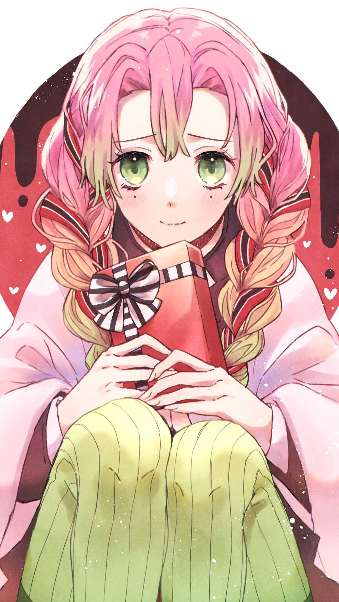 Mitsuri Kanroji, pink-haired, green eyes, Full HD Phone Wallpaper