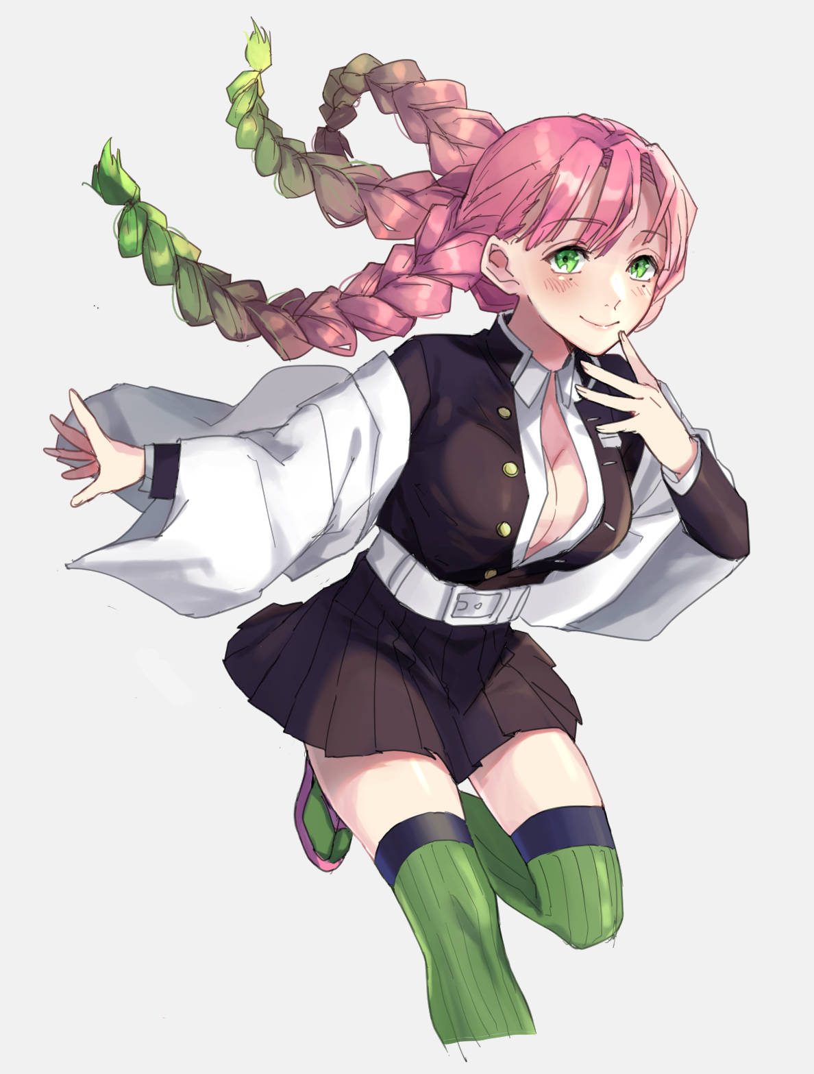 Mitsuri Kanroji, pink hair, green eyes, HD Phone Wallpaper