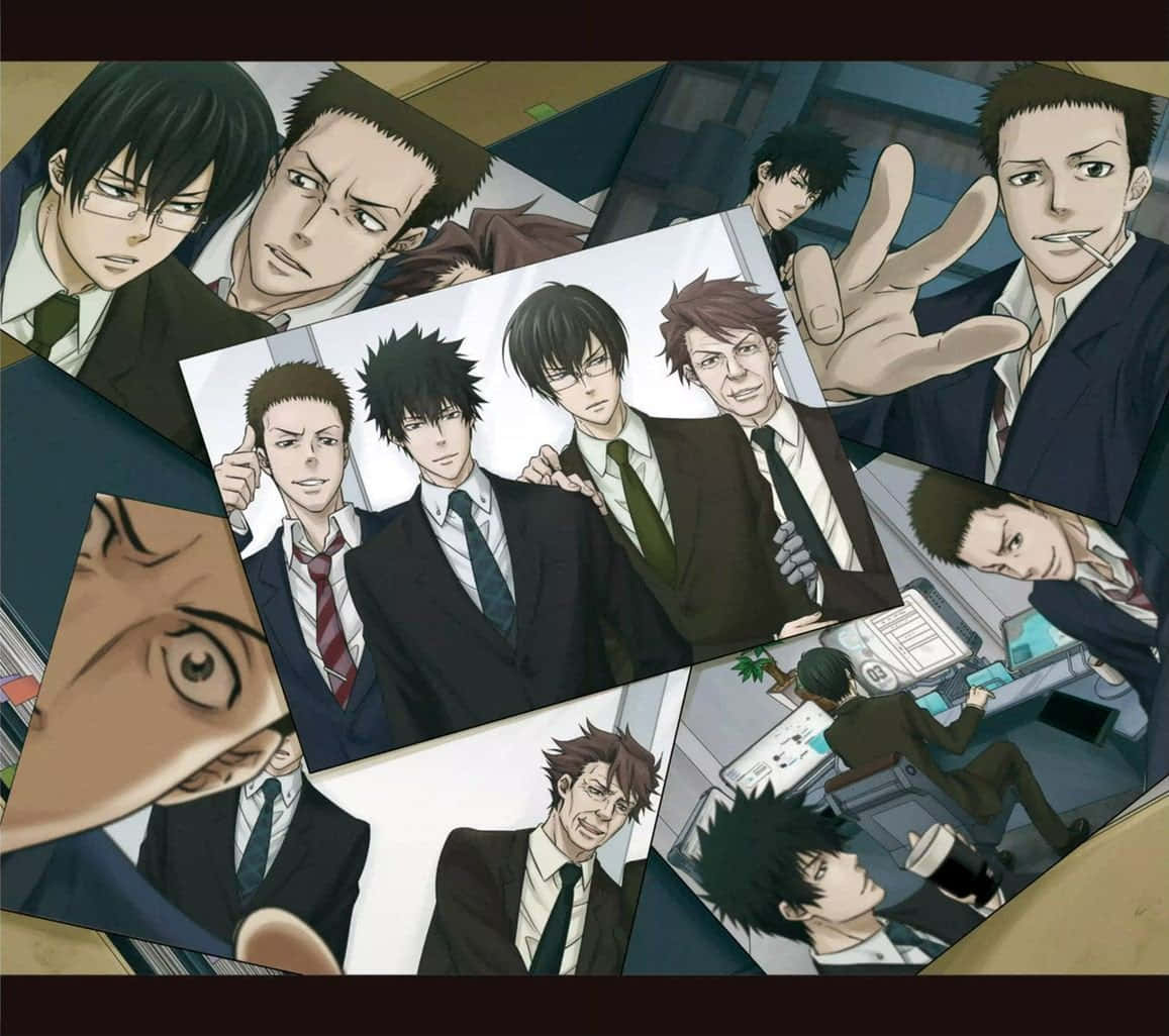 Mitsuru Sasayama, anime collage, intense male characters, SD Desktop Wallpaper