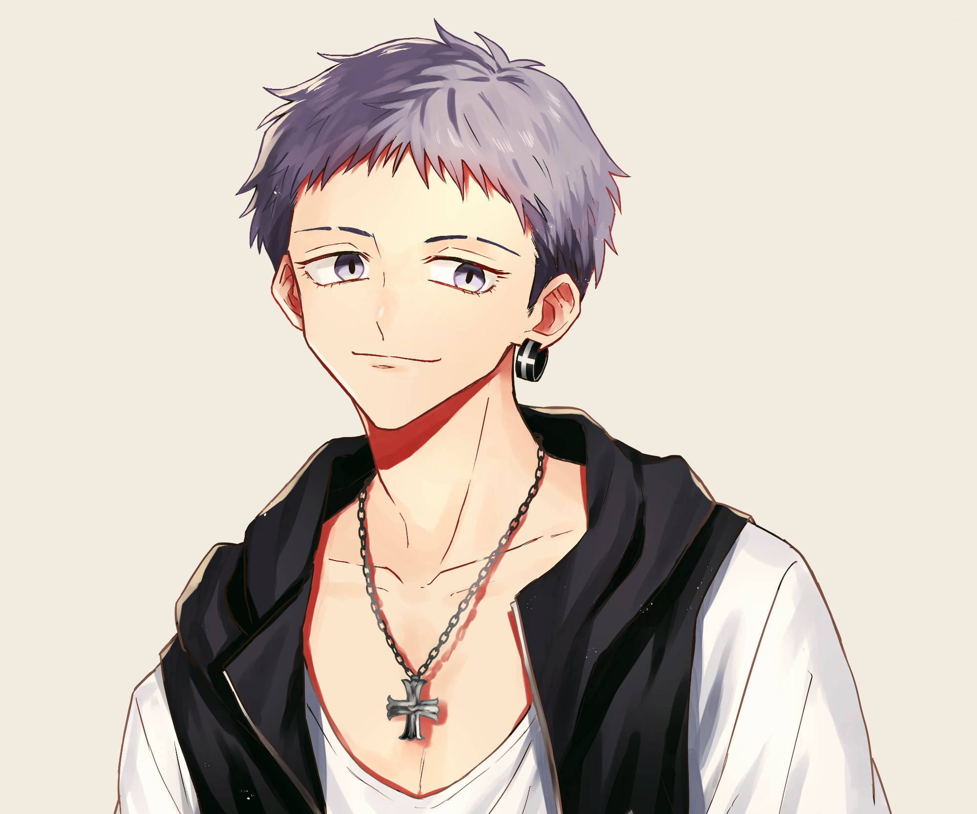 Mitsuya Takashi, spiky gray hair, cross necklace, Full HD Desktop Wallpaper