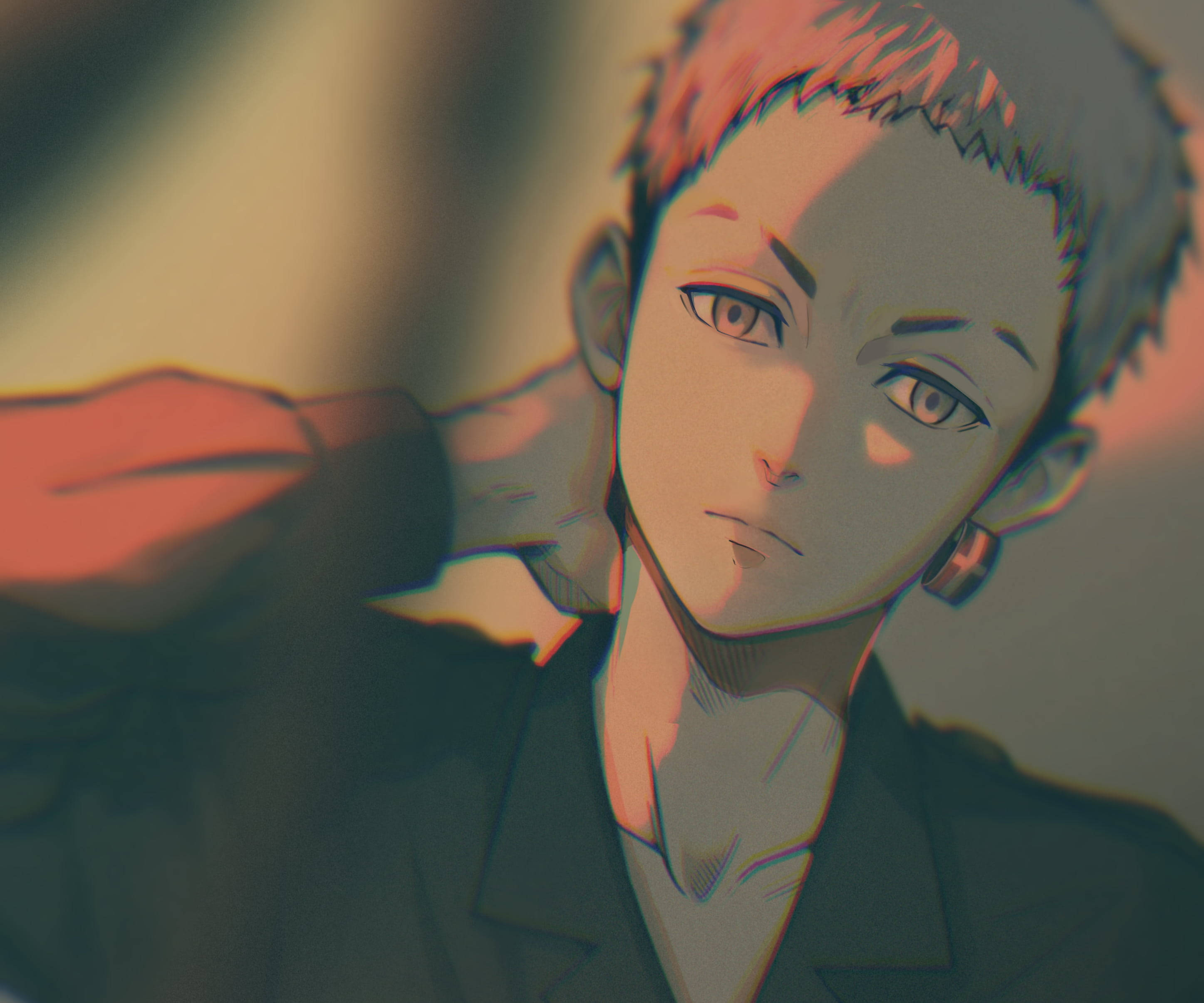 faded orange, Mitsuya Takashi, anime portrait, 2K Desktop Wallpaper
