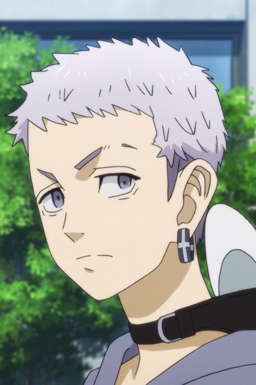 Takashi Mitsuya, black strap, spiky silver hair, HD Phone Wallpaper