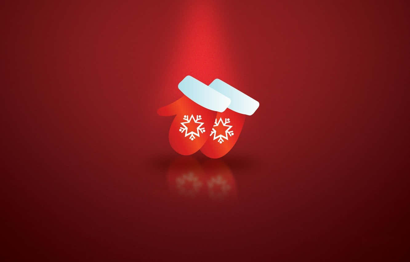 Mittens, red mittens, white snowflakes, HD Desktop Wallpaper