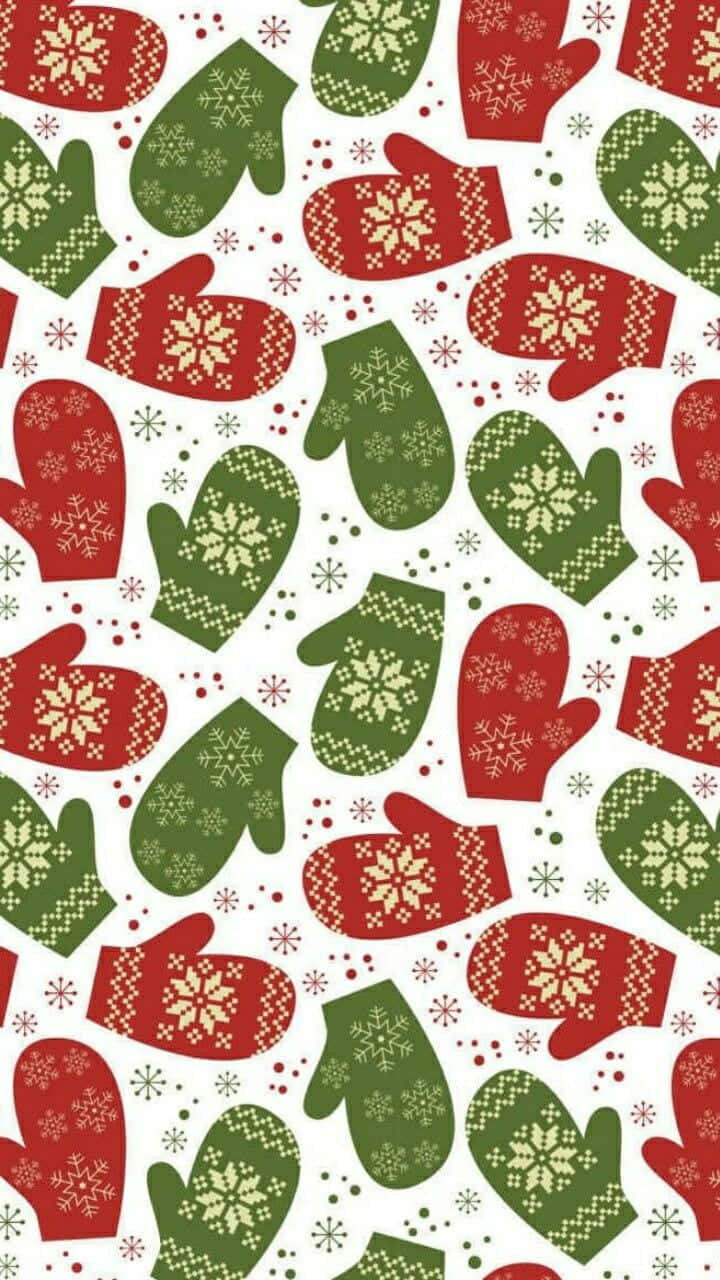 Mittens, red and green mittens, snowflake patterns, HD Phone Wallpaper