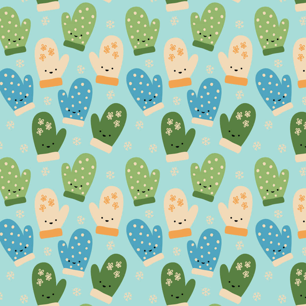 Mittens, green blue, cream, SD Desktop Wallpaper