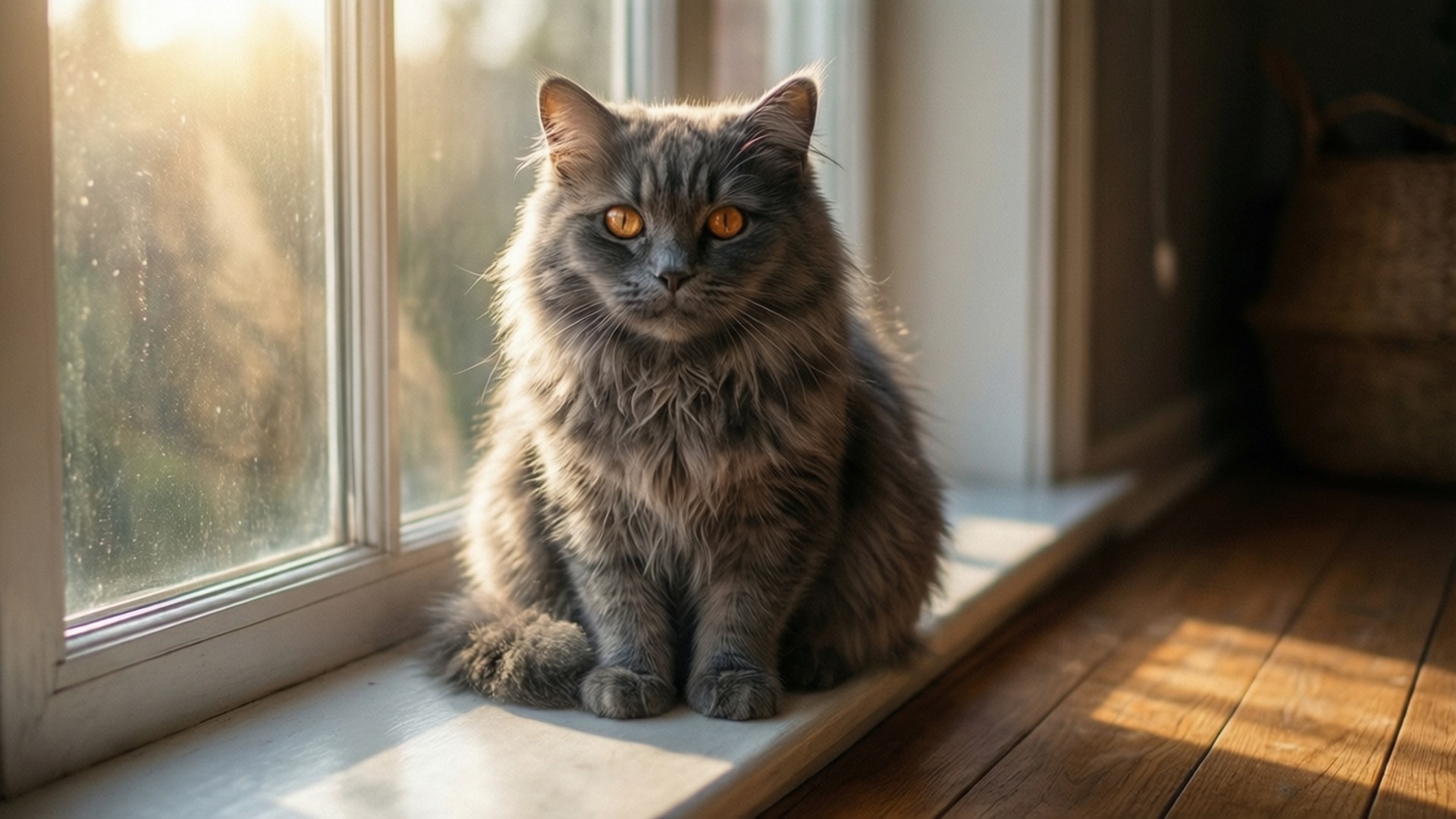 Mittens, window, morning sunlight, Full HD Desktop Wallpaper