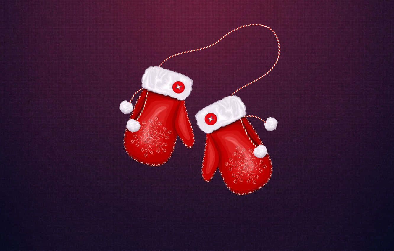 Mittens, red mittens, white trim, HD Desktop Wallpaper