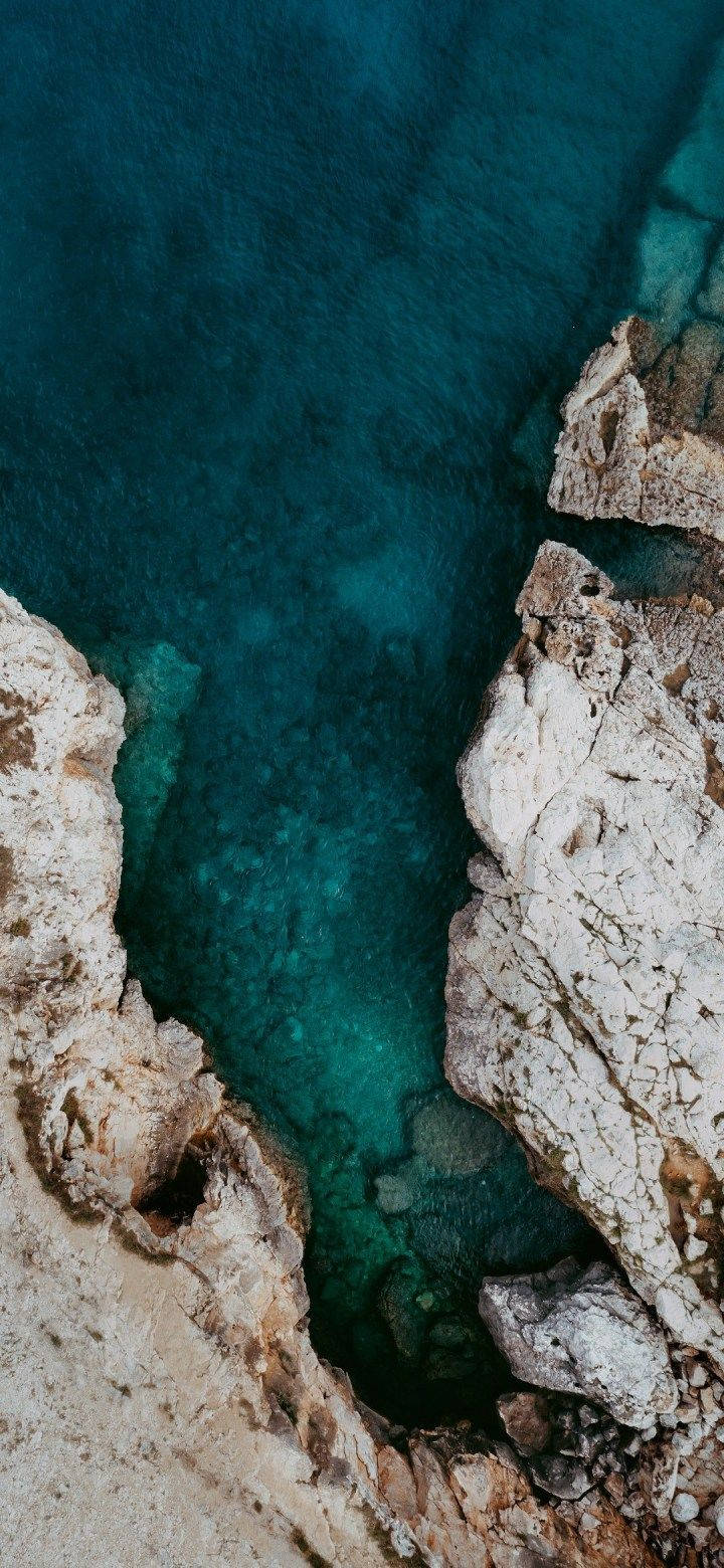 Miui, Deep Blue Sea, cliff, HD Phone Wallpaper