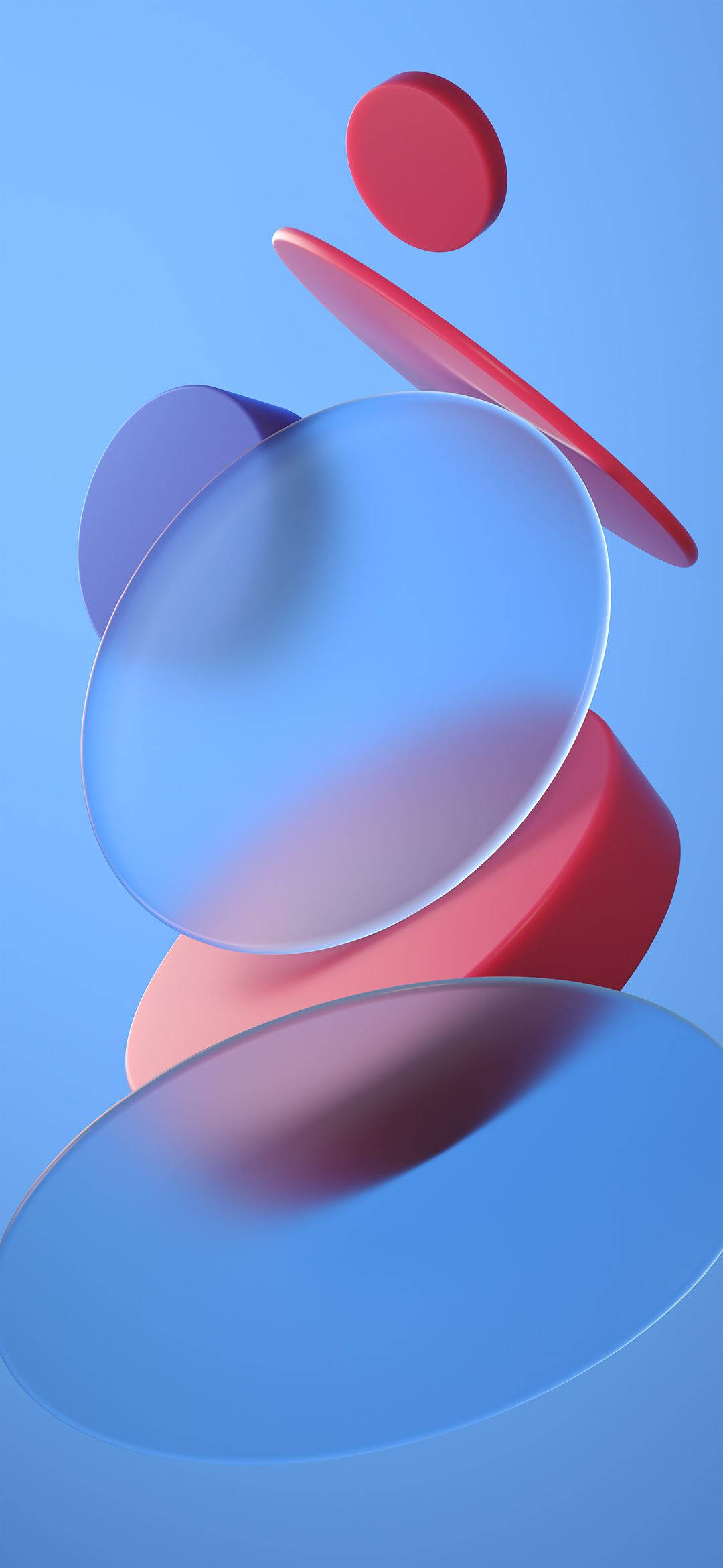Miui, blue backdrop, 3D shapes, Full HD Phone Wallpaper