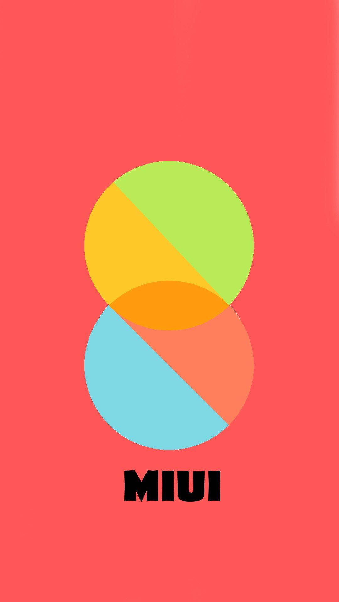 MIUI, coral pink background, green yellow blue orange, Full HD Phone Wallpaper