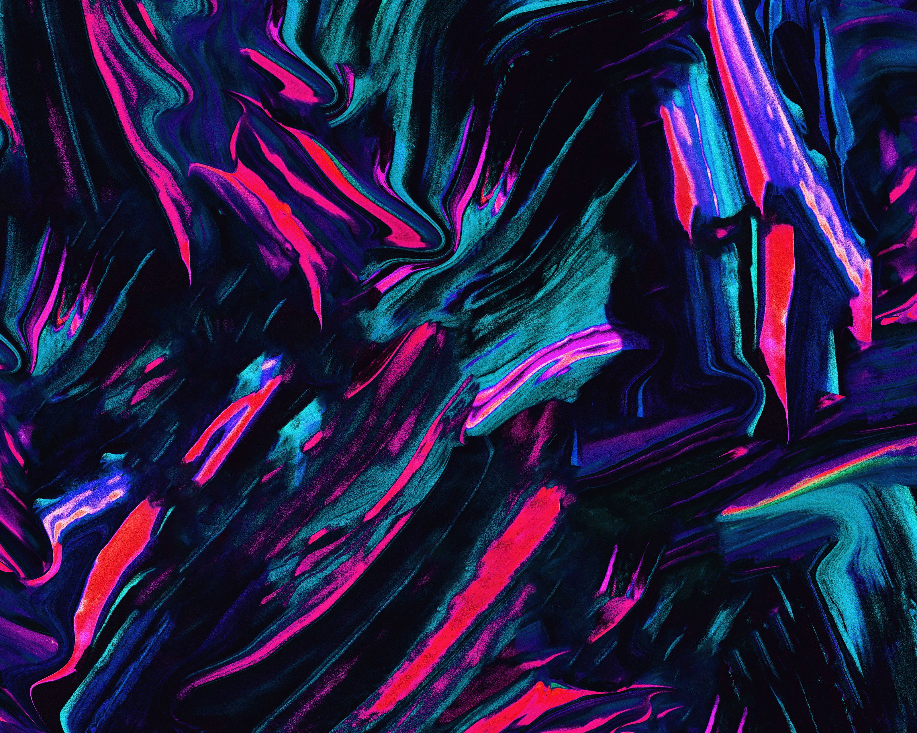 neon pink, teal, deep black, 2K Desktop Wallpaper