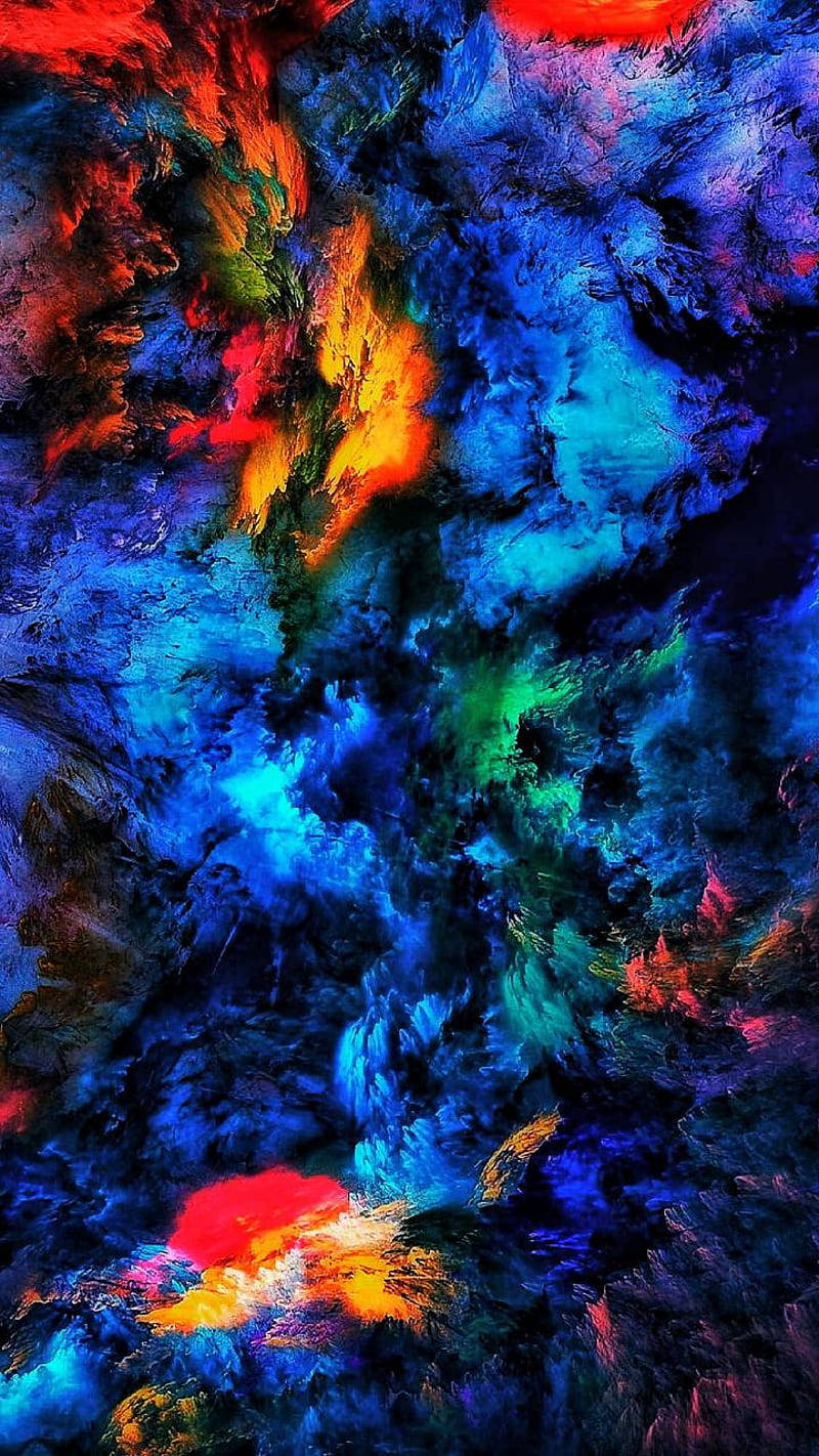 blue smoke, electric blue, red, HD Phone Wallpaper