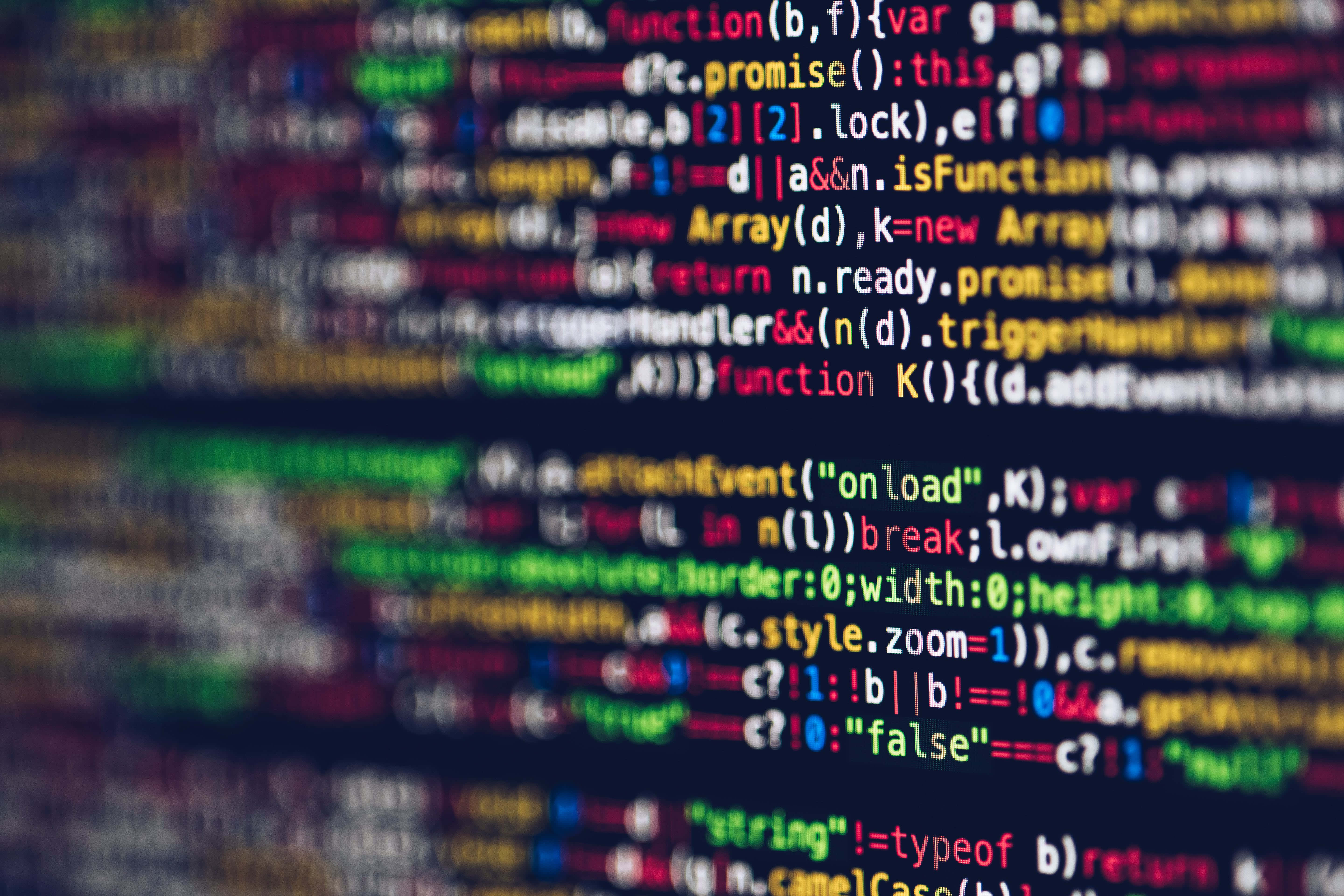 colorful code, blur, dark screen, 5K Desktop Wallpaper