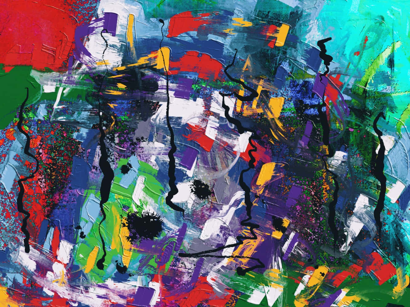mixed media, red, green, HD Desktop Wallpaper