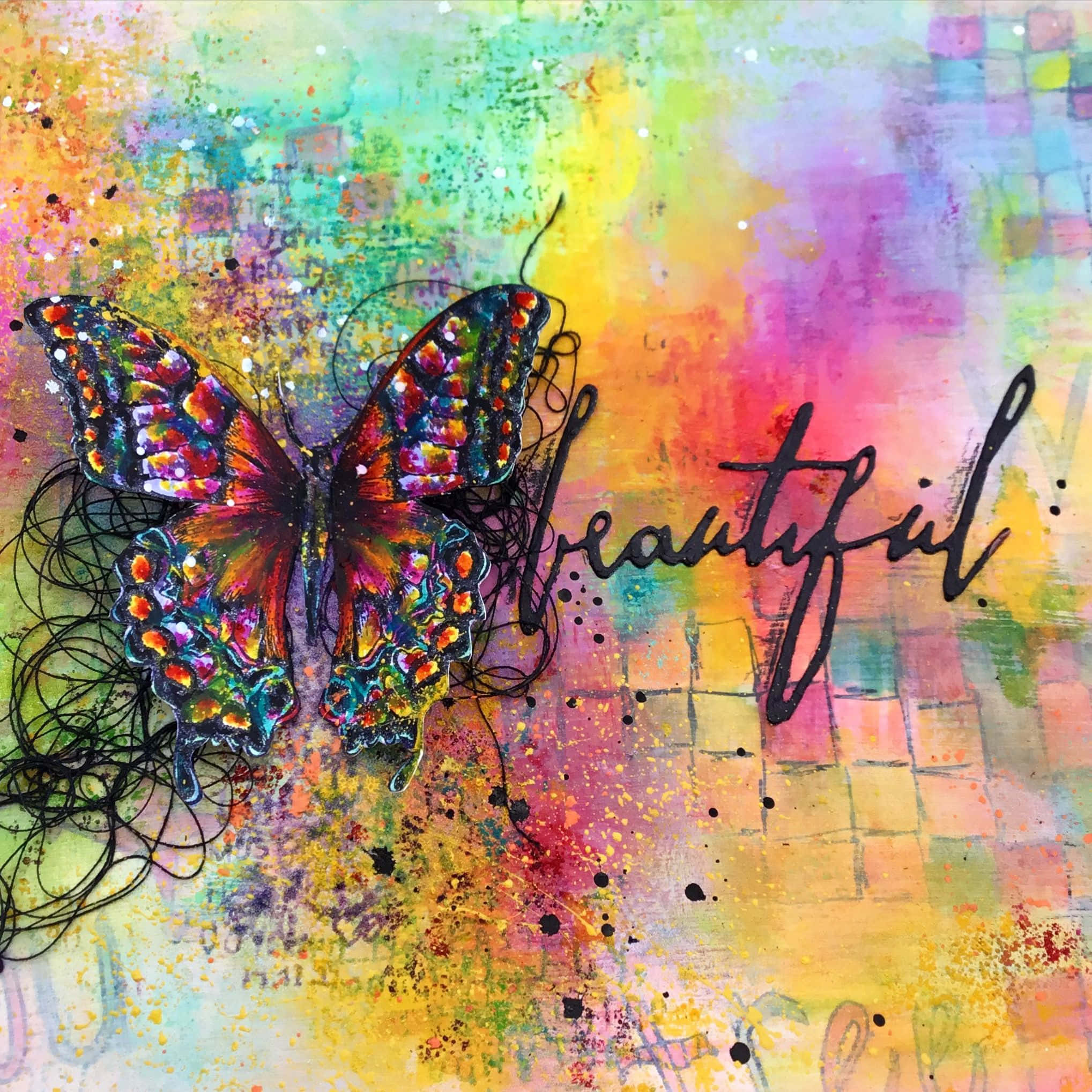 mixed media 2037, butterfly, glittery wings, Full HD Desktop Wallpaper