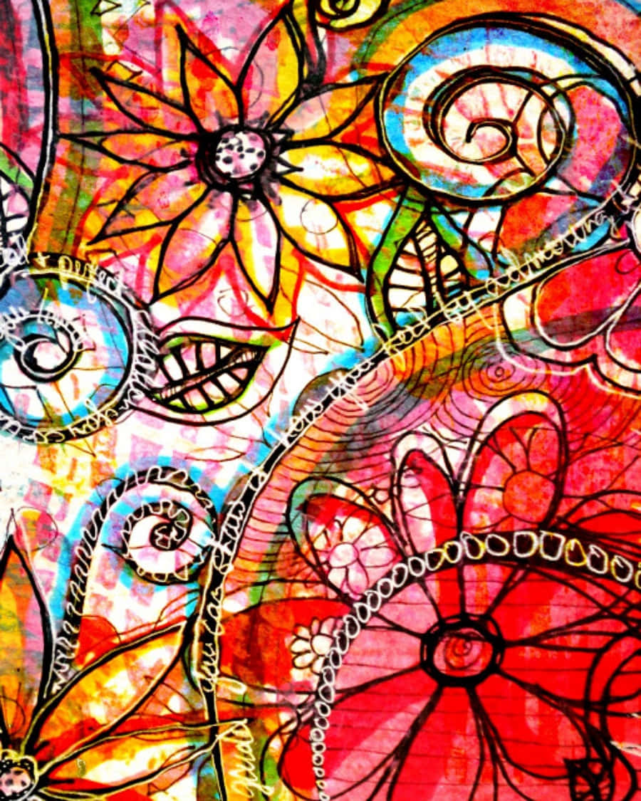 Mixed Media, 900 x 1125, abstract floral patterns, SD Phone Wallpaper