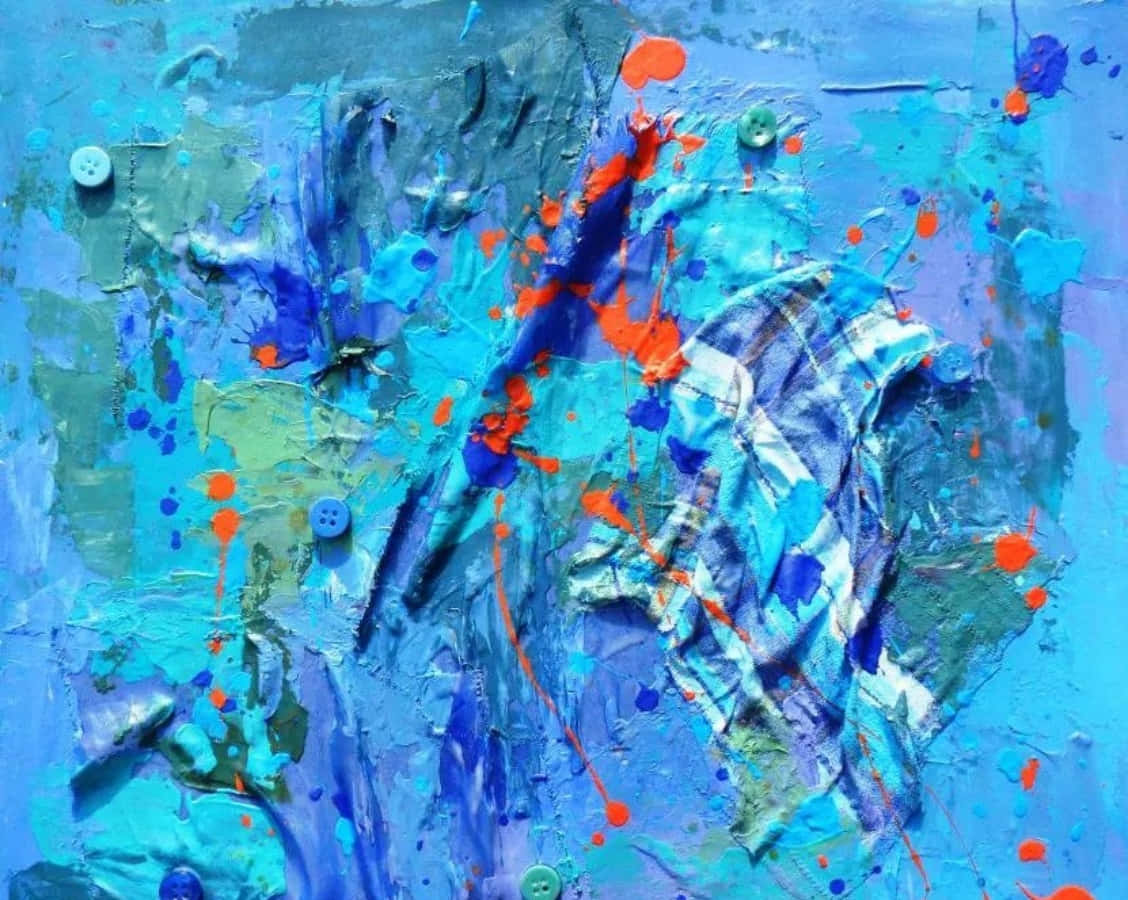 Mixed Media, orange paint, fabric scraps, SD Desktop Wallpaper