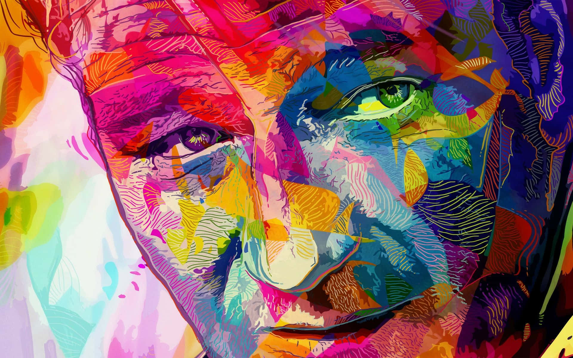 multicolored art piece, swirling colors, bold lines, Full HD Desktop Wallpaper