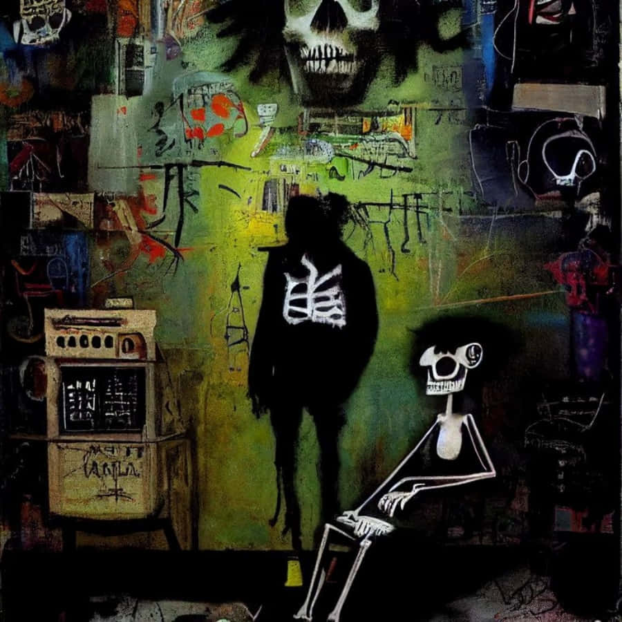 mixed media, surreal collage, shadowy figure, SD Desktop Wallpaper
