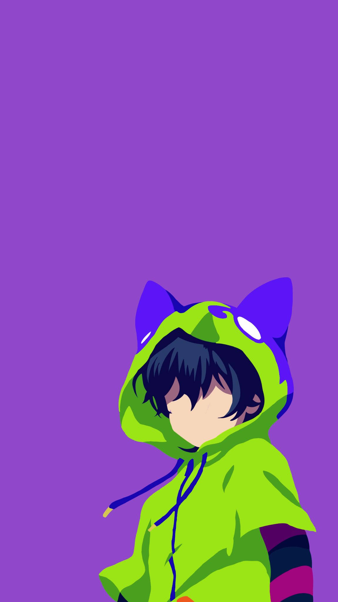 Miya Chinen, cat-eared hoodie, bright green, Full HD Phone Wallpaper