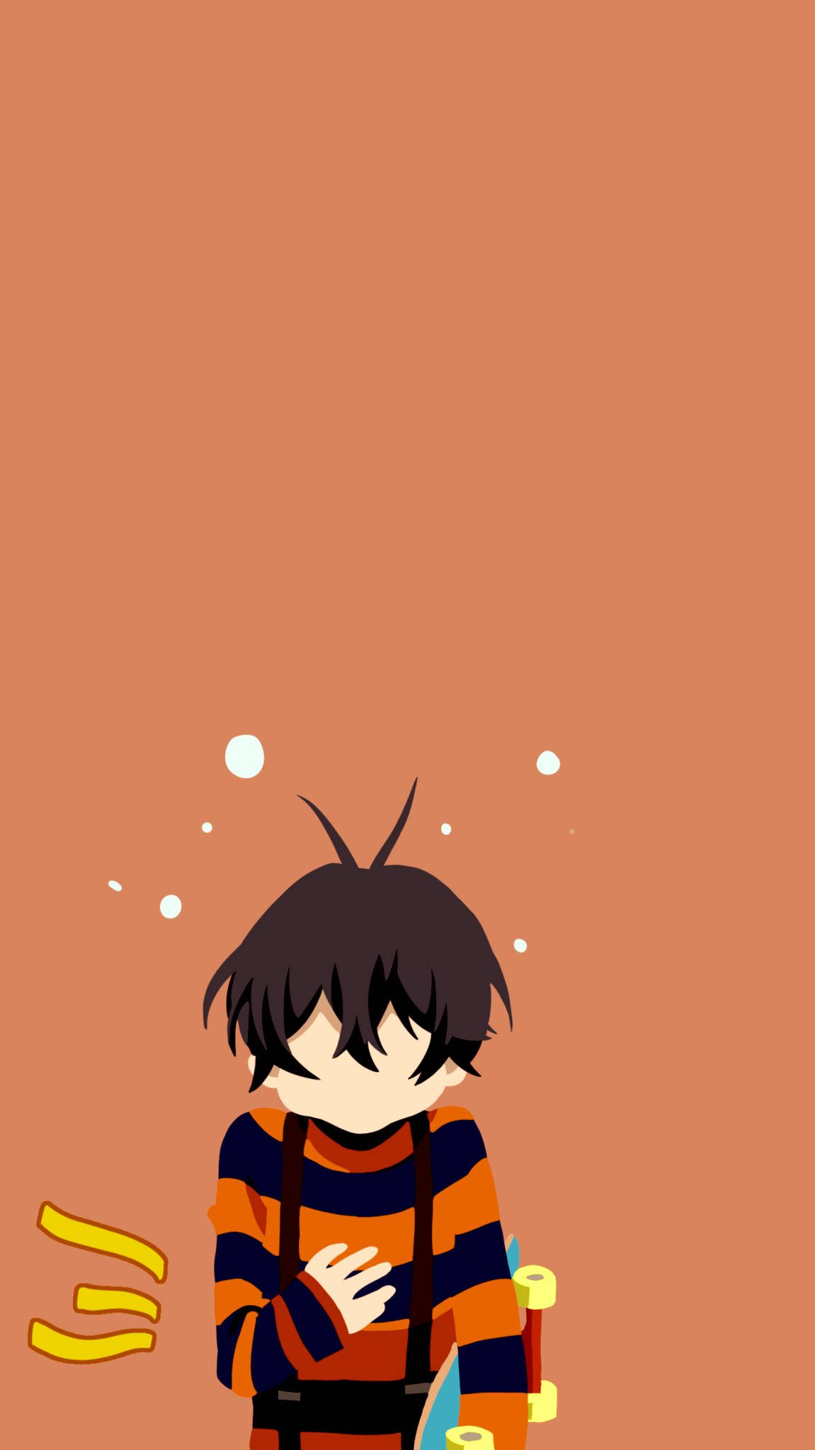Miya Chinen, orange striped shirt, terracotta background, Full HD Phone Wallpaper